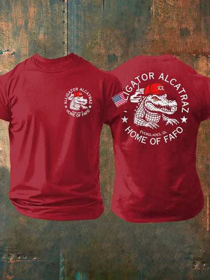 Men's Alligator Alcatraz Funny Florida Everglades Dark Humor Printed T-shirt