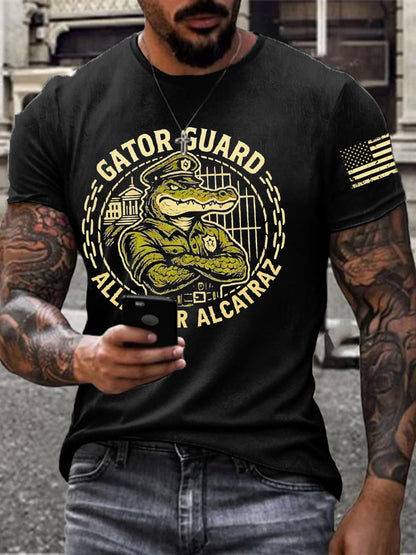 Men's Alligator Alcatraz Funny Florida Everglades Dark Humor Printed T-shirt