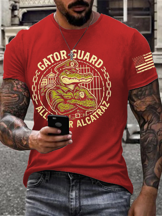 Men's Alligator Alcatraz Funny Florida Everglades Dark Humor Printed T-shirt