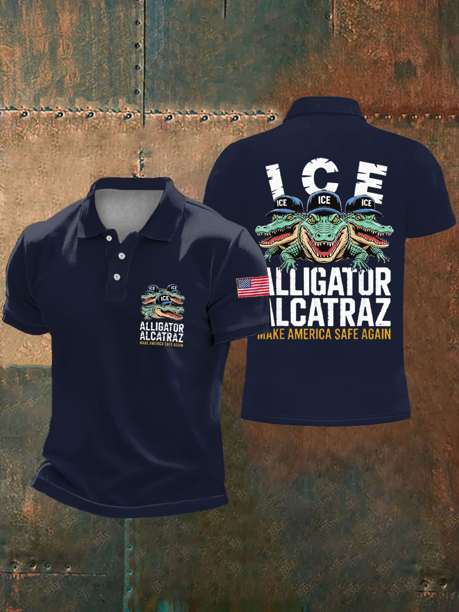 Men's Retro Alligator Alcatraz Funny Florida Everglades Dark Humor Vests Polo Shirt