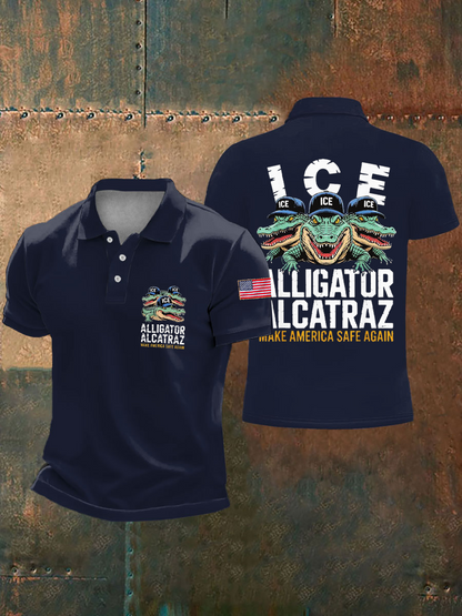 Men's Retro Alligator Alcatraz Funny Florida Everglades Dark Humor Vests Polo Shirt