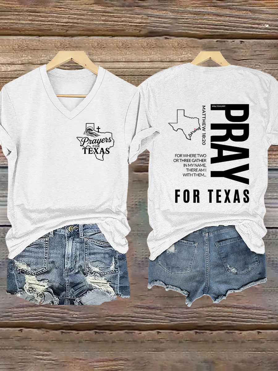 Women's Prey For Texas  Stronger Than the Storm Printed Short Sleeve T-shirt