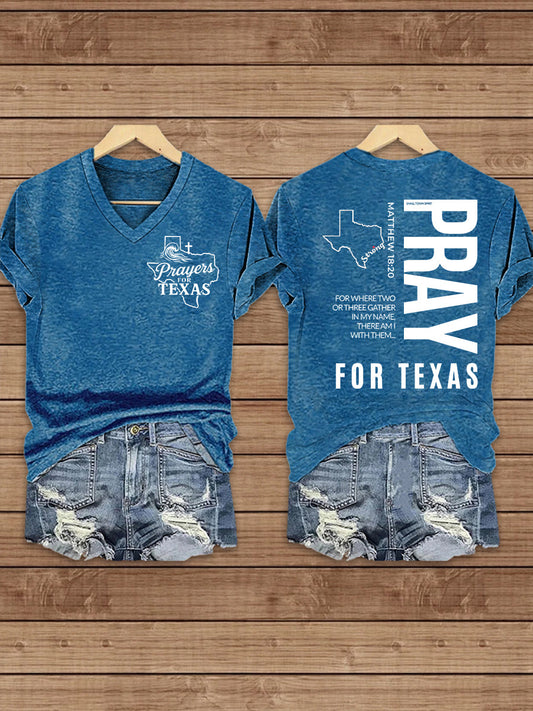 Women's Prey For Texas  Stronger Than the Storm Printed Short Sleeve T-shirt