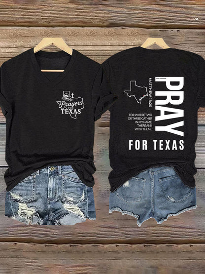 Women's Prey For Texas  Stronger Than the Storm Printed Short Sleeve T-shirt