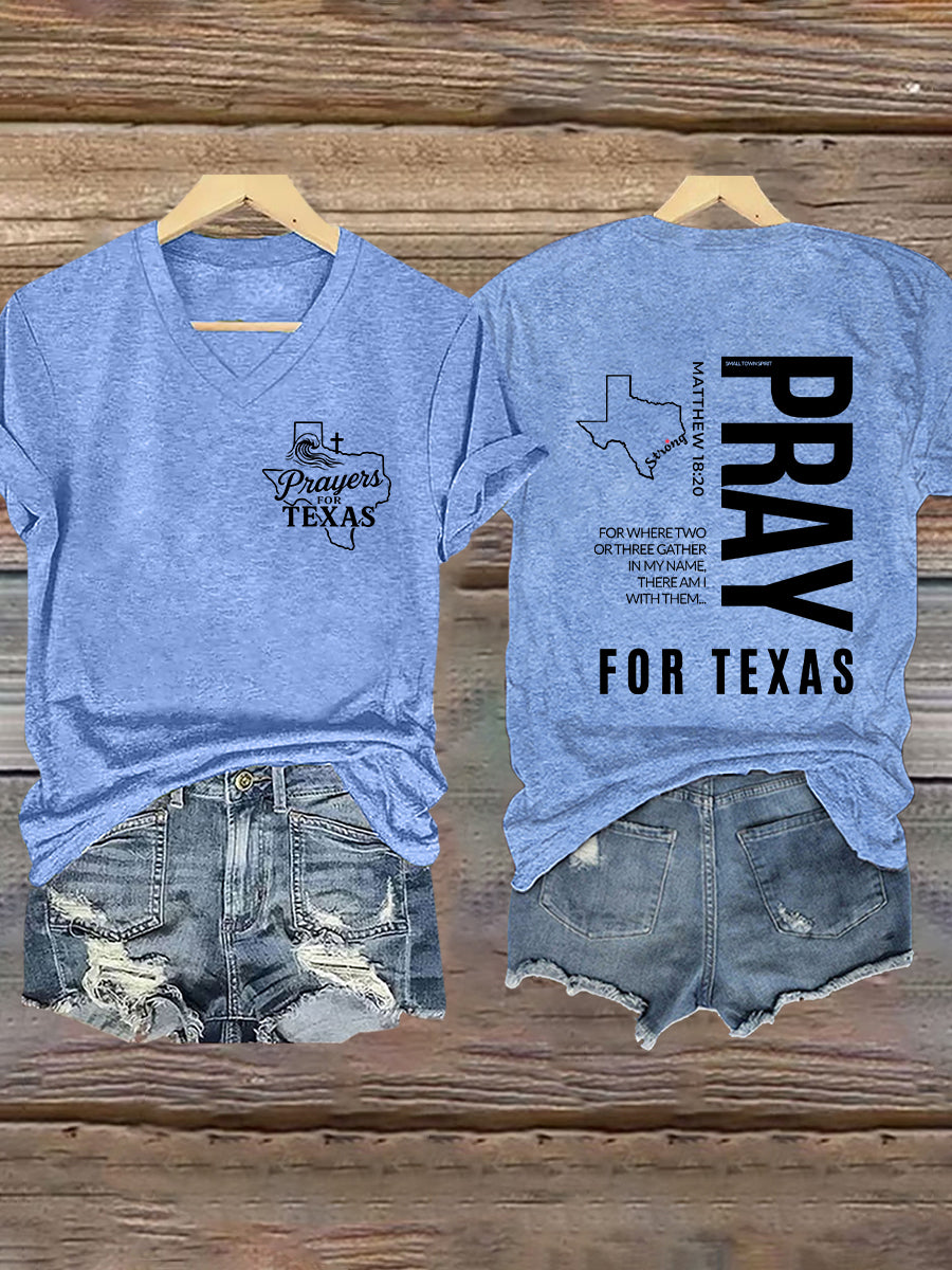 Women's Prey For Texas  Stronger Than the Storm Printed Short Sleeve T-shirt