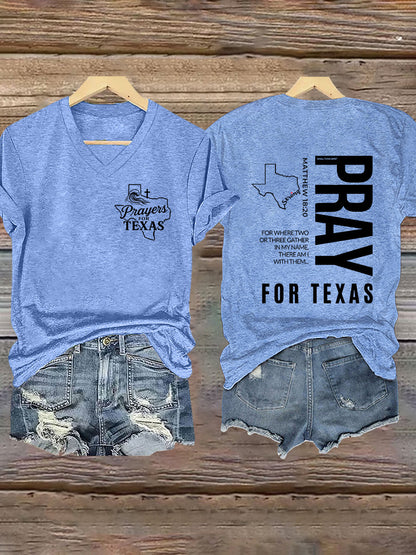 Women's Prey For Texas  Stronger Than the Storm Printed Short Sleeve T-shirt