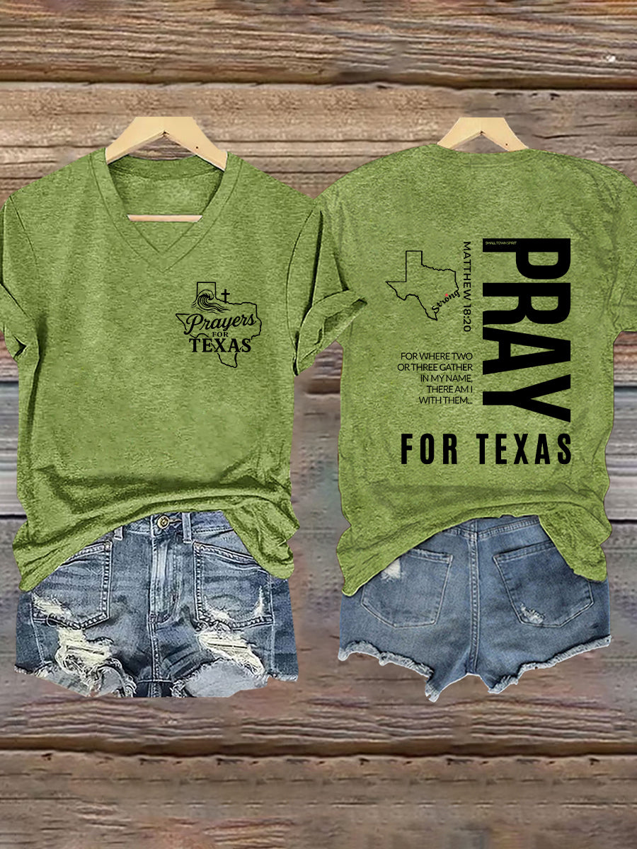 Women's Prey For Texas  Stronger Than the Storm Printed Short Sleeve T-shirt