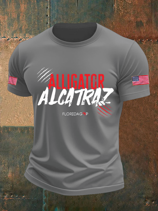 Men's Retro Alligator Alcatraz Funny Florida Everglades Dark Humor T-shirt