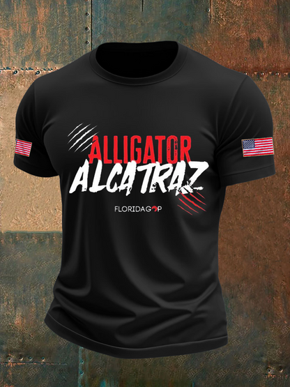 Men's Retro Alligator Alcatraz Funny Florida Everglades Dark Humor T-shirt
