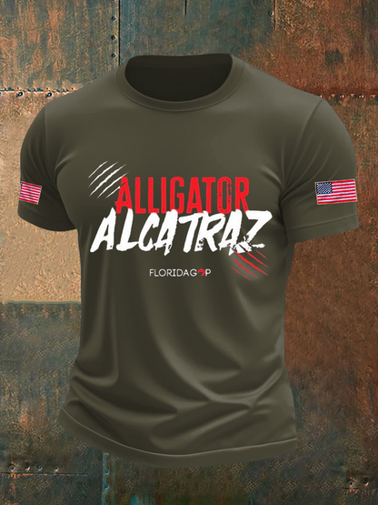 Men's Retro Alligator Alcatraz Funny Florida Everglades Dark Humor T-shirt