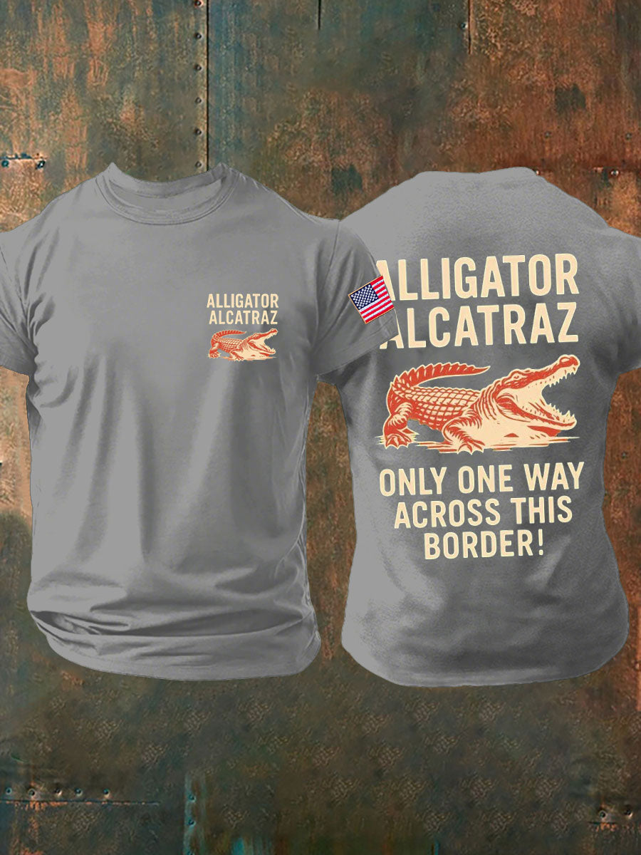 Men's Retro Alligator Alcatraz Funny Florida Everglades Dark Humor T-shirt