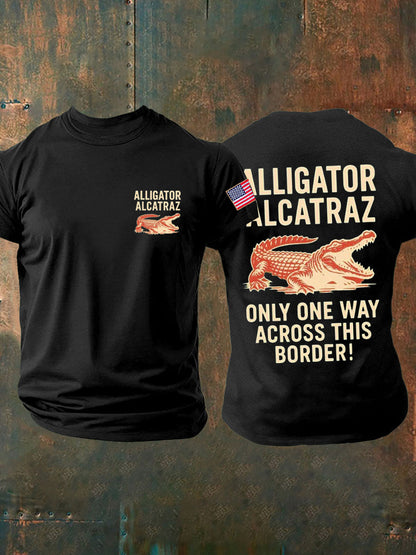Men's Retro Alligator Alcatraz Funny Florida Everglades Dark Humor T-shirt