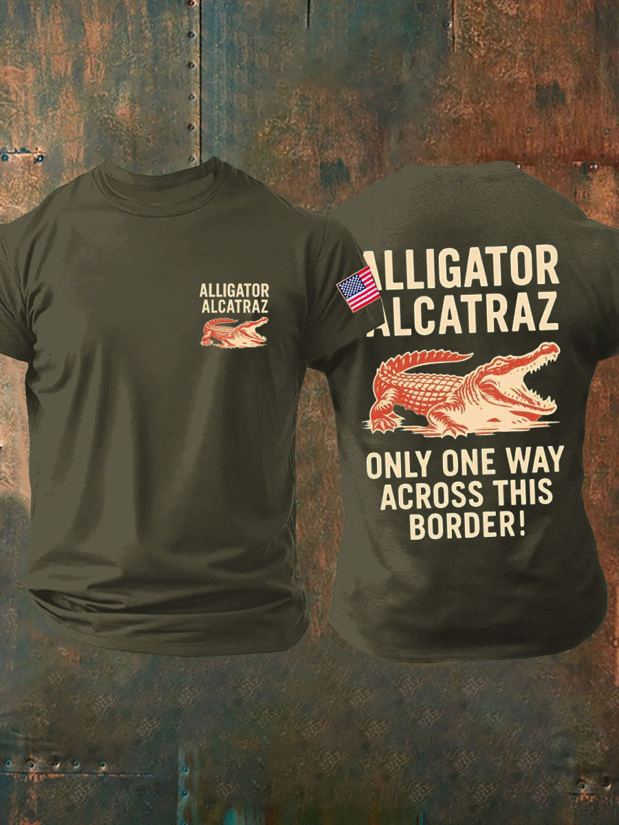 Men's Retro Alligator Alcatraz Funny Florida Everglades Dark Humor T-shirt
