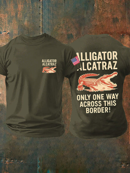 Men's Retro Alligator Alcatraz Funny Florida Everglades Dark Humor T-shirt