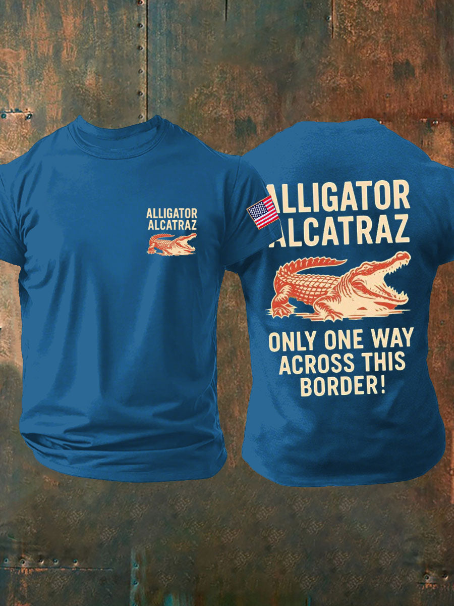 Men's Retro Alligator Alcatraz Funny Florida Everglades Dark Humor T-shirt