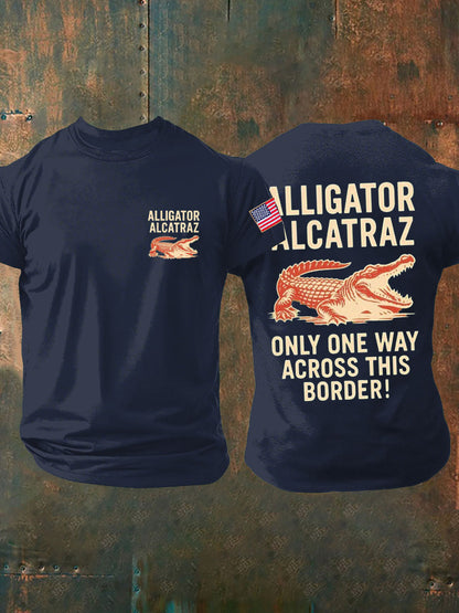 Men's Retro Alligator Alcatraz Funny Florida Everglades Dark Humor T-shirt