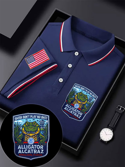 Men's Alligator Alcatraz Funny Florida Everglades Dark Humor Printed Casual Tops