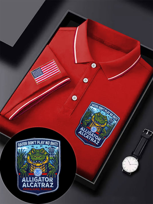 Men's Alligator Alcatraz Funny Florida Everglades Dark Humor Printed Casual Tops