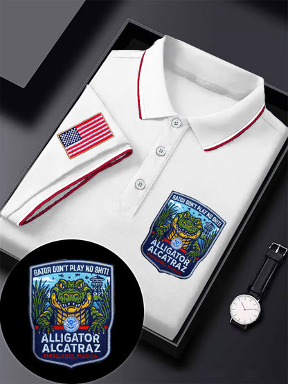 Men's Alligator Alcatraz Funny Florida Everglades Dark Humor Printed Casual Tops