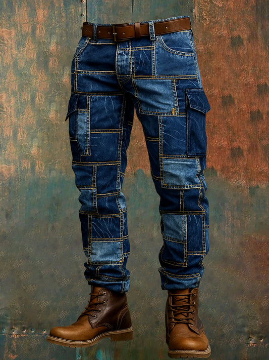 Men's Retro Vacation Business Art Print Casual Workwear Trousers