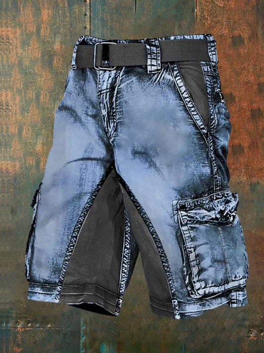 Men's Retro Vacation Business Art Print Casual Shorts