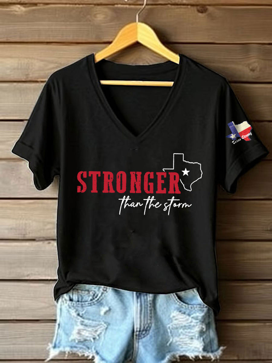 Women's Pray for Kerr County-Texas Stronger than the Storm Printed Short Sleeve T-shirt