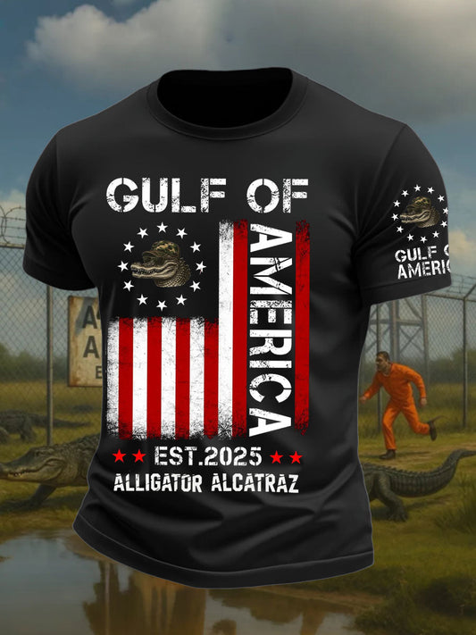 Men's Alligator Alcatraz Funny Florida Everglades Dark Humor Printed T-shirt