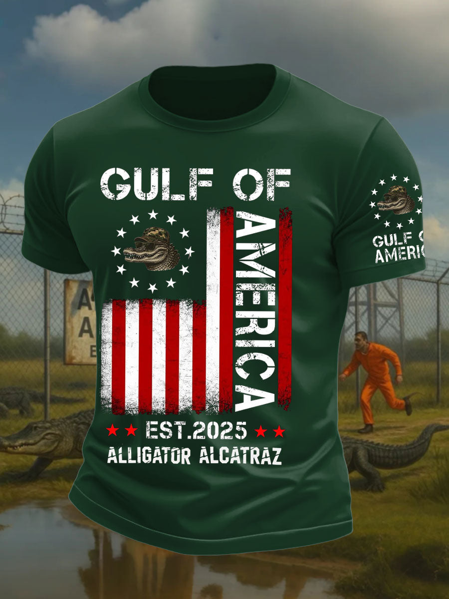 Men's Alligator Alcatraz Funny Florida Everglades Dark Humor Printed T-shirt