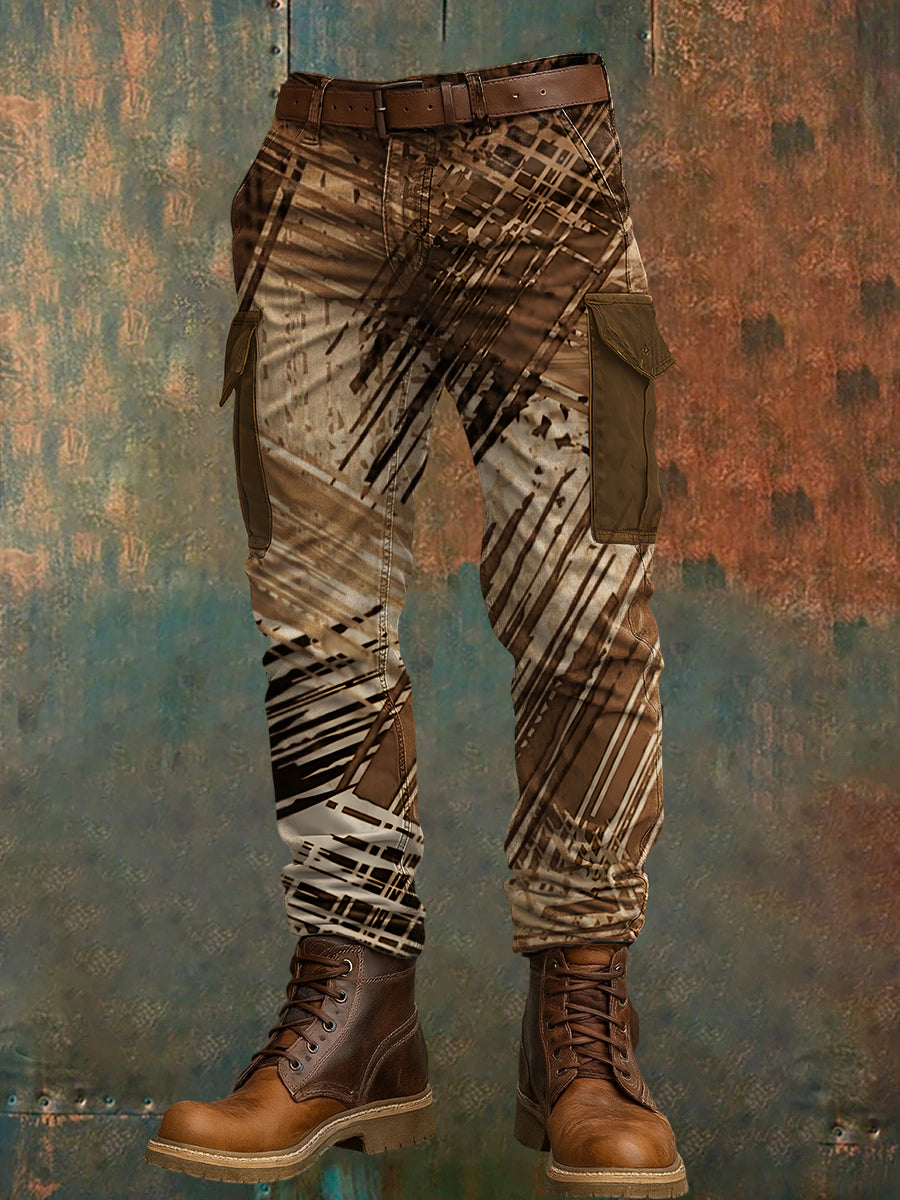 Men's Retro Vacation Business Art Print Casual Workwear Trousers