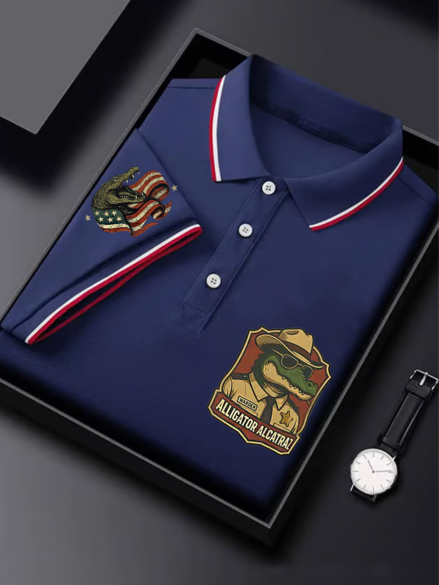 Men's Retro Alligator Alcatraz Funny Florida Everglades Dark Humor  Short Sleeve Tee