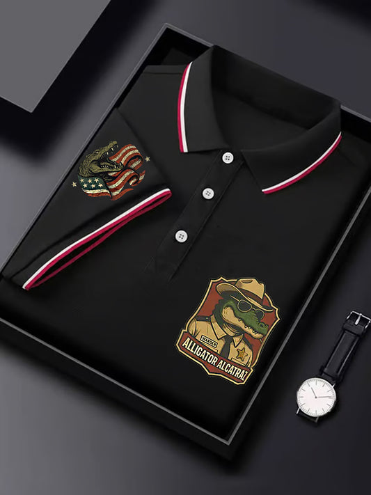 Men's Retro Alligator Alcatraz Funny Florida Everglades Dark Humor  Short Sleeve Tee