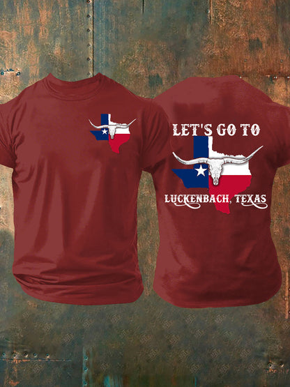 Men's Let's Go To Luckenbach Texas Short-sleeved T-shirt