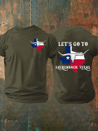 Men's Let's Go To Luckenbach Texas Short-sleeved T-shirt