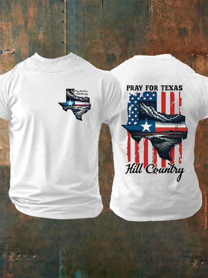 Men's Pray for Kill County-Texas Strong Printed Short Sleeve T-shirt
