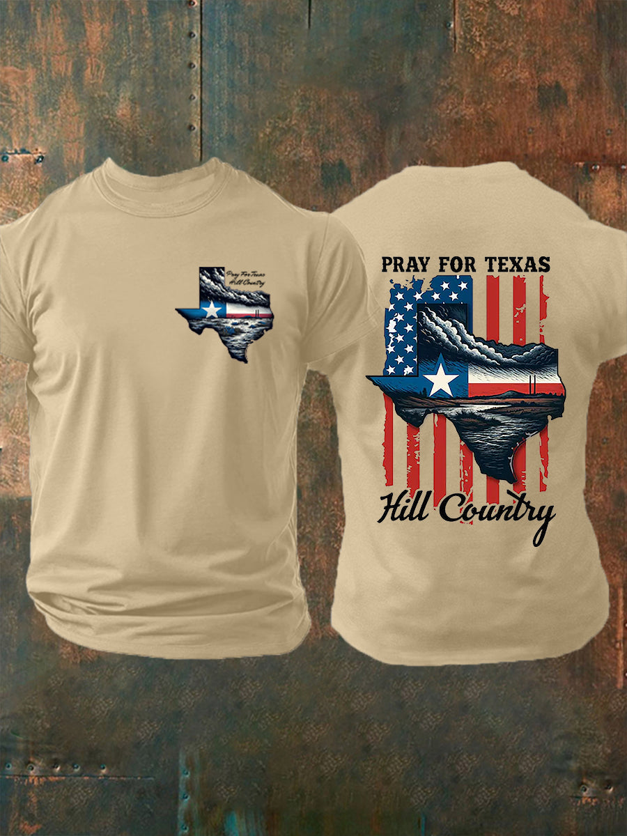 Men's Pray for Kill County-Texas Strong Printed Short Sleeve T-shirt
