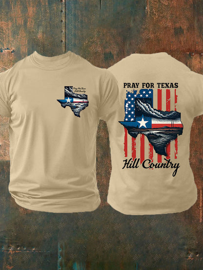 Men's Pray for Kill County-Texas Strong Printed Short Sleeve T-shirt