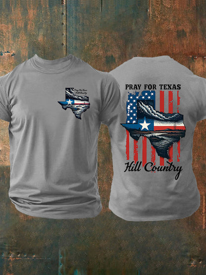 Men's Pray for Kill County-Texas Strong Printed Short Sleeve T-shirt