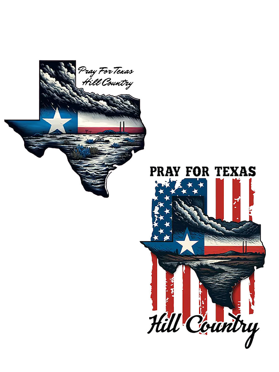 Men's Pray for Kill County-Texas Strong Printed Short Sleeve T-shirt