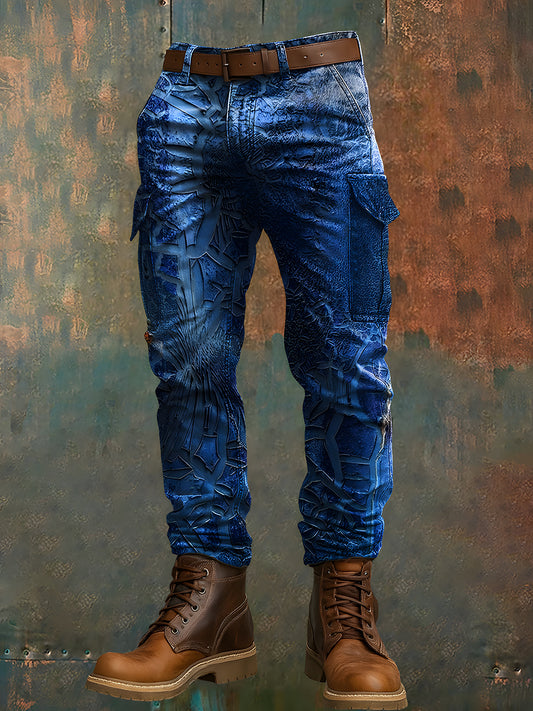 Men's Retro Vacation Business Art Print Casual Workwear Trousers