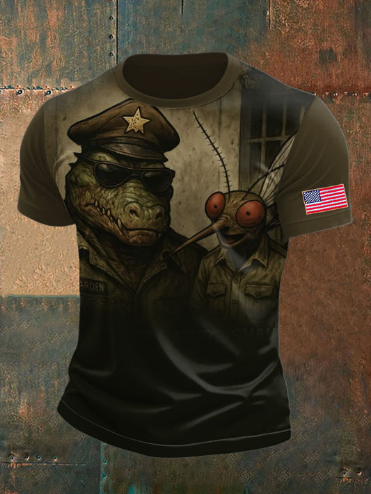 Men's  Alligator Alcatraz Funny Florida Everglades Dark Humor Printed T-shirt