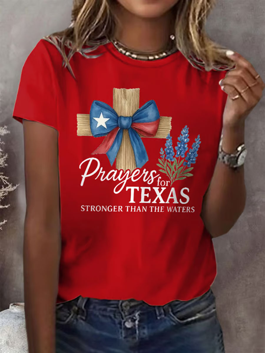 Women's Pray For Texas Flooding Printed T-Shirt