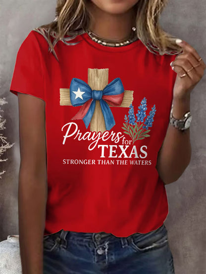 Women's Pray For Texas Flooding Printed T-Shirt