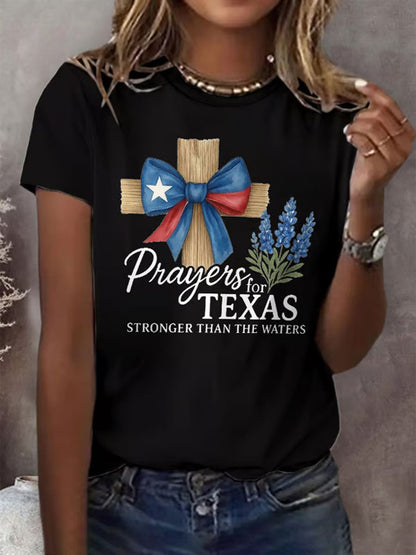 Women's Pray For Texas Flooding Printed T-Shirt