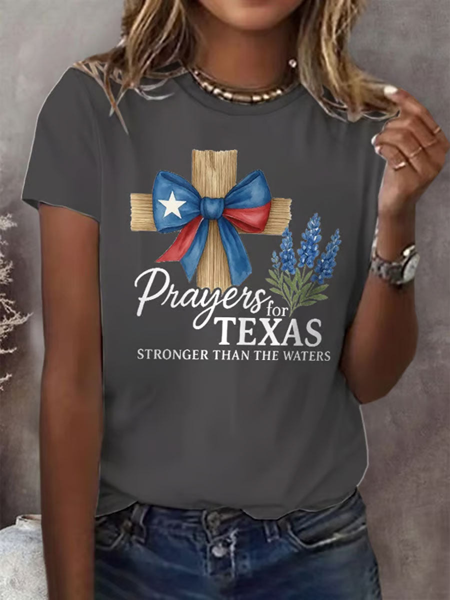 Women's Pray For Texas Flooding Printed T-Shirt