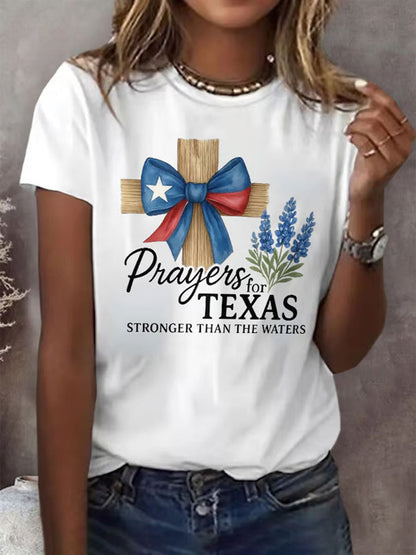 Women's Pray For Texas Flooding Printed T-Shirt
