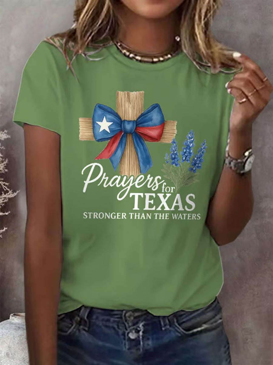 Women's Pray For Texas Flooding Printed T-Shirt
