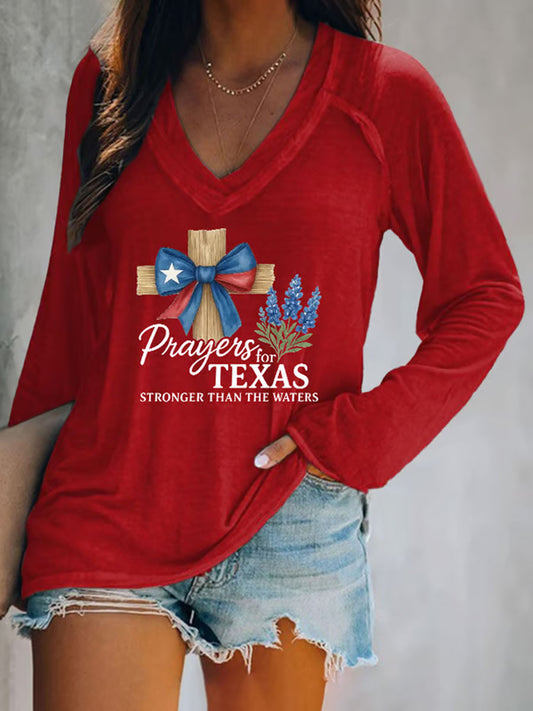 Women's Pray For Texas Flooding Printed T-Shirt