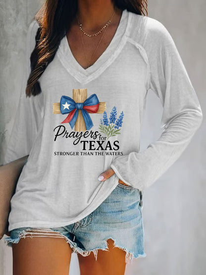 Women's Pray For Texas Flooding Printed T-Shirt