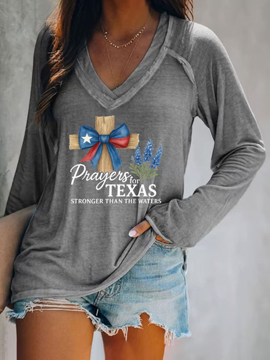 Women's Pray For Texas Flooding Printed T-Shirt