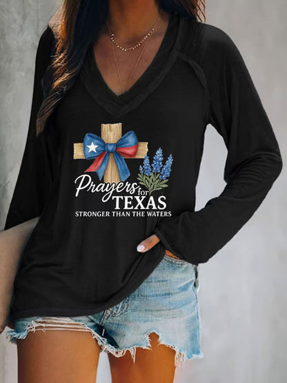 Women's Pray For Texas Flooding Printed T-Shirt